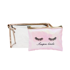 KIT DE DUAS NECESSAIRES TRANSPARENTE E DE CÍLIOS