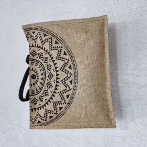 BOLSA DE JUTA COM ALÇA PRETA