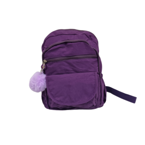 MOCHILA FEMININA CASUAL PEQUENA COM POMPOM E BOLSO DE IMÃ
