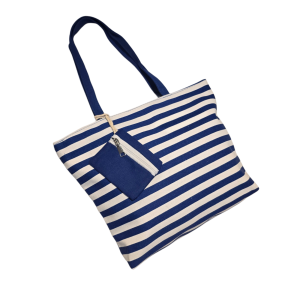 BOLSA DE PANO LISTRADA COM BOLSA DE MÃO